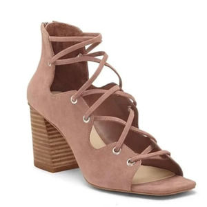Vince Camuto Women's Suede Nahara Block Heel Dress Sandals in Dry Rose Size 7.5M